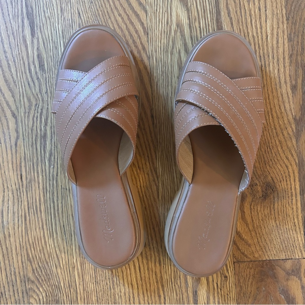 Madewell Tan Leather Slide Mules